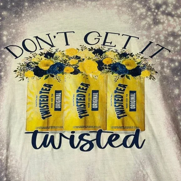 Bella Canvas Shirt Womens Large Bleached Dont Get It Twisted Tea Crewneck Tee - Picture 2 of 7
